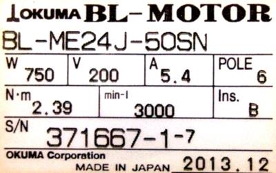 New Refurbished Exchange Repair  Okuma Motors-AC Servo BL-ME24J-50SN Precision Zone