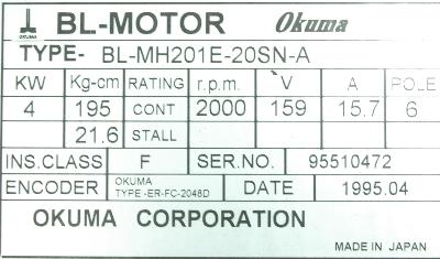 Okuma BL-MH201E-20SN-A label image
