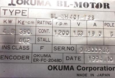 New Refurbished Exchange Repair  Okuma Motors-AC Servo BL-MH401-12S Precision Zone