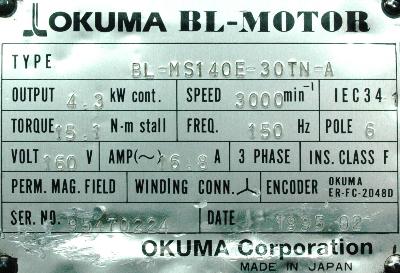Okuma BL-MS140E-30TN-A label image