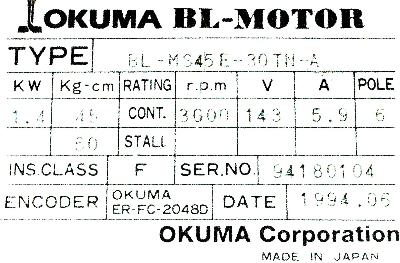 Okuma BL-MS45E-30TN-A label image