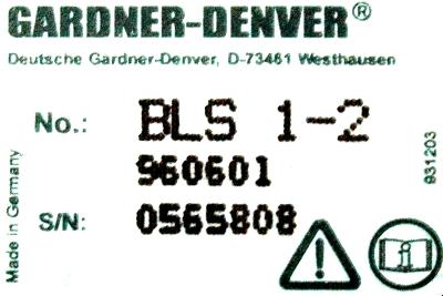 GARDNER DENVER BLS1-2 label image