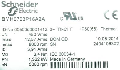 New Refurbished Exchange Repair  Schneider Electric Motors-AC Servo BMH0703P16A2A Precision Zone