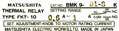 Matsushita BMK9-01-8K label image