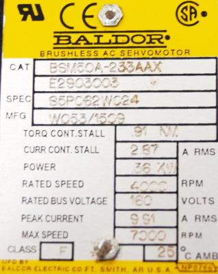 Baldor BSM50A-233AAX label image