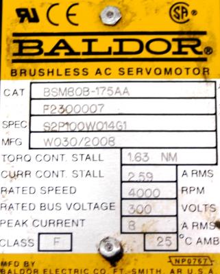Baldor BSM80B-175AA label image