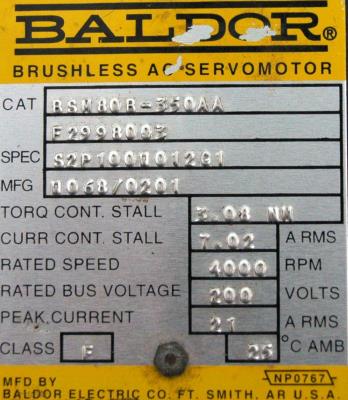 Baldor BSM80B-350AA label image