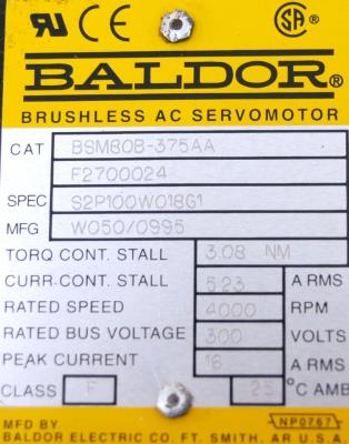 Baldor BSM80B-375AA label image
