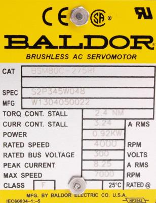 Baldor BSM80C-275RF label image