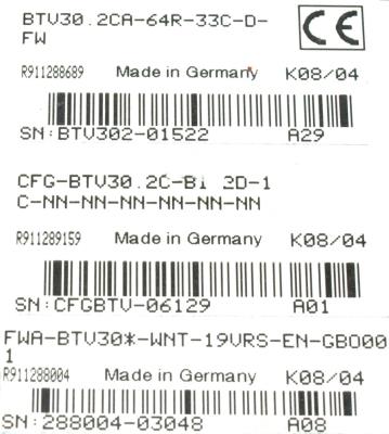 INDRAMAT BTV30.2CA-64R-33C-D-FW label image
