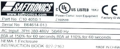 Saftronics C104050-1 label image