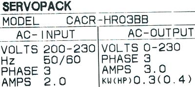 Yaskawa CACR-HR03BB label image