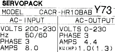 Yaskawa CACR-HR10BAB-Y73 label image