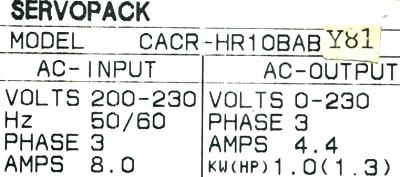 Yaskawa CACR-HR10BAB-Y81 label image