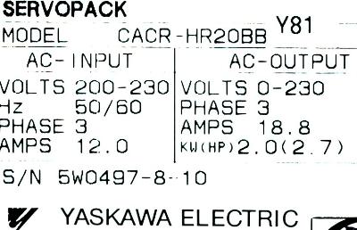 Yaskawa CACR-HR20BB-Y81 label image