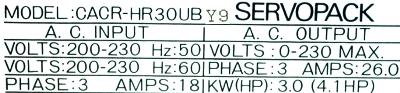 Yaskawa CACR-HR30UB-Y9 label image
