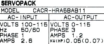 Yaskawa CACR-HRA5BAB11 label image