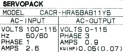 Yaskawa CACR-HRA5BAB11-Y5 label image