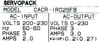 Yaskawa CACR-IR02SFB label image