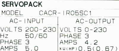 Yaskawa CACR-IR05SC1 label image