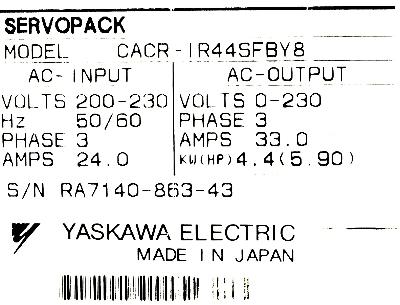 Yaskawa CACR-IR44SFB-Y8 label image