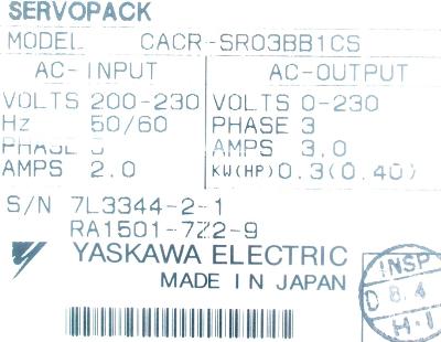 Yaskawa CACR-SR03BB1CS label image