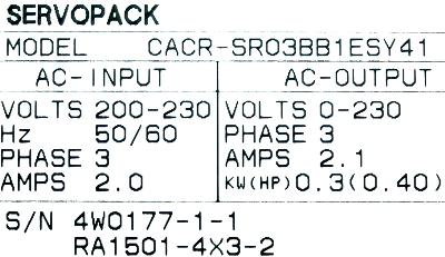 Yaskawa CACR-SR03BB1ES-Y41 label image