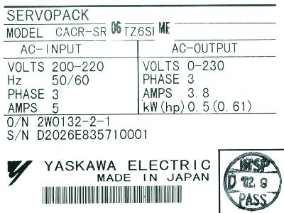 Yaskawa CACR-SR06TZ6SM-E label image