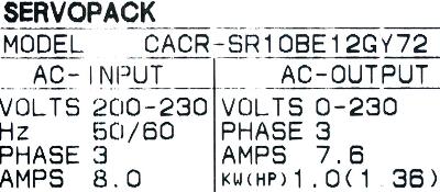 Yaskawa CACR-SR10BE12G-Y72 label image