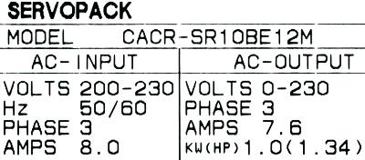 Yaskawa CACR-SR10BE12M-E label image