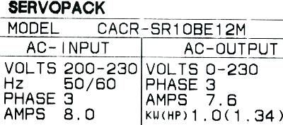 Yaskawa CACR-SR10BE12M label image