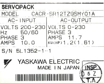 Yaskawa CACR-SR12TZ9SM-Y01A label image