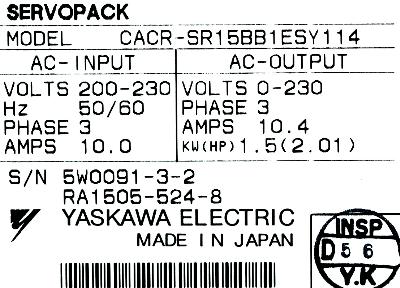 Yaskawa CACR-SR15BB1ES-Y114 label image