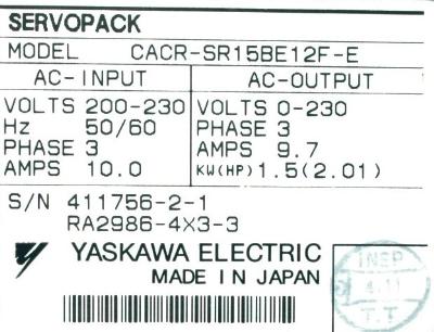 Yaskawa CACR-SR15BE12F-E label image