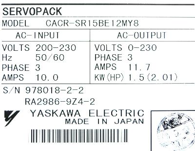 Yaskawa CACR-SR15BE12M-Y8 label image