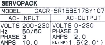 Yaskawa CACR-SR15BE17S-Y107 label image