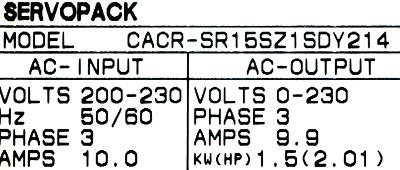Yaskawa CACR-SR15SZ1SD-Y214 label image