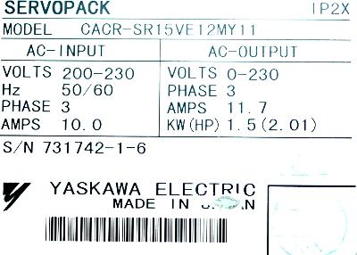 Yaskawa CACR-SR15VE12M-Y11 label image