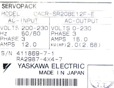 Yaskawa CACR-SR20BE12F-E label image