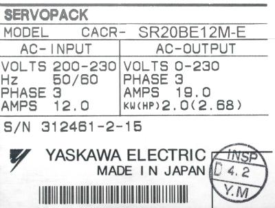 Yaskawa CACR-SR20BE12M-E label image