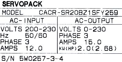 Yaskawa CACR-SR20BZ1SF-Y259 label image