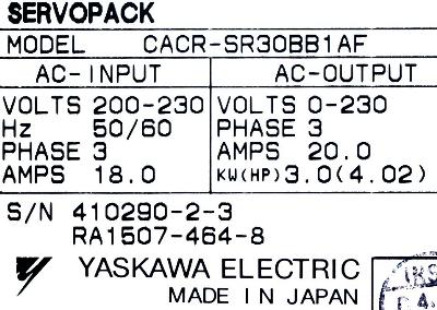 Yaskawa CACR-SR30BB1AF label image