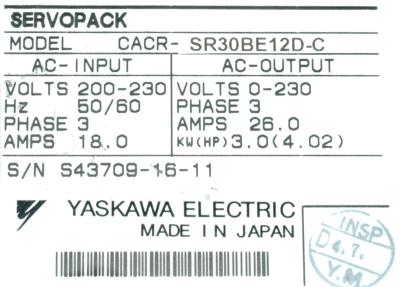 Yaskawa CACR-SR30BE12D-C label image