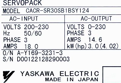 Yaskawa CACR-SR30SB1BS-Y124 label image