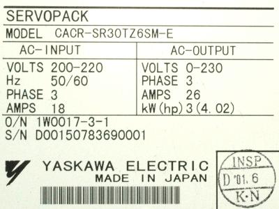 Yaskawa CACR-SR30TZ6SM-E label image