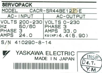 Yaskawa CACR-SR44BE12F-E label image
