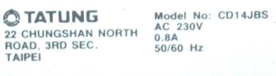 TATUNG CD14JBS label image