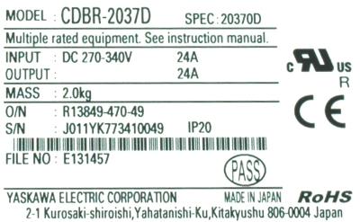 Yaskawa CDBR-20370D label image