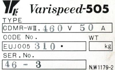 Yaskawa CDMR-WII-S-460V-50A label image