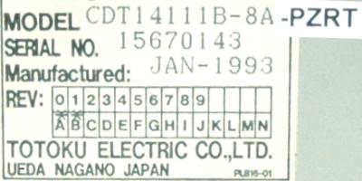 Totoku Electric CDT14111B-8A-PZRT label image